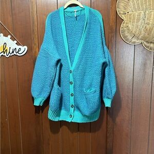 Free People Nile Blue Snow Drop Oversized Cardigan